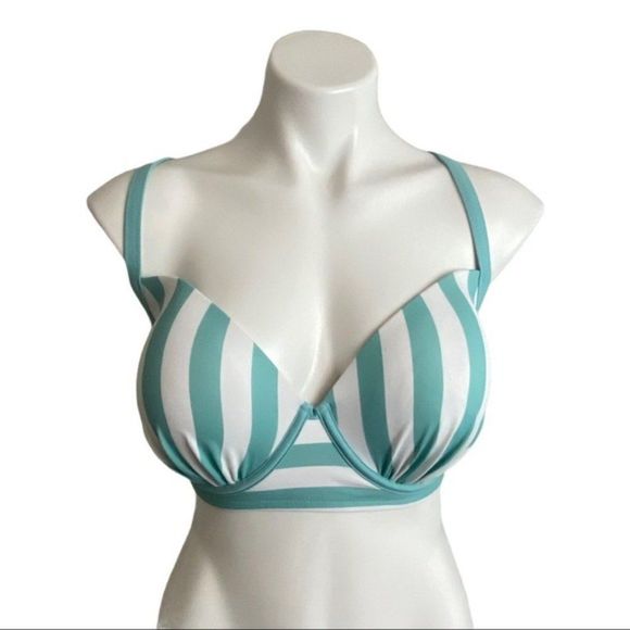 Shade & Shore Bikini Top Teal Stripe - Picture 3 of 11
